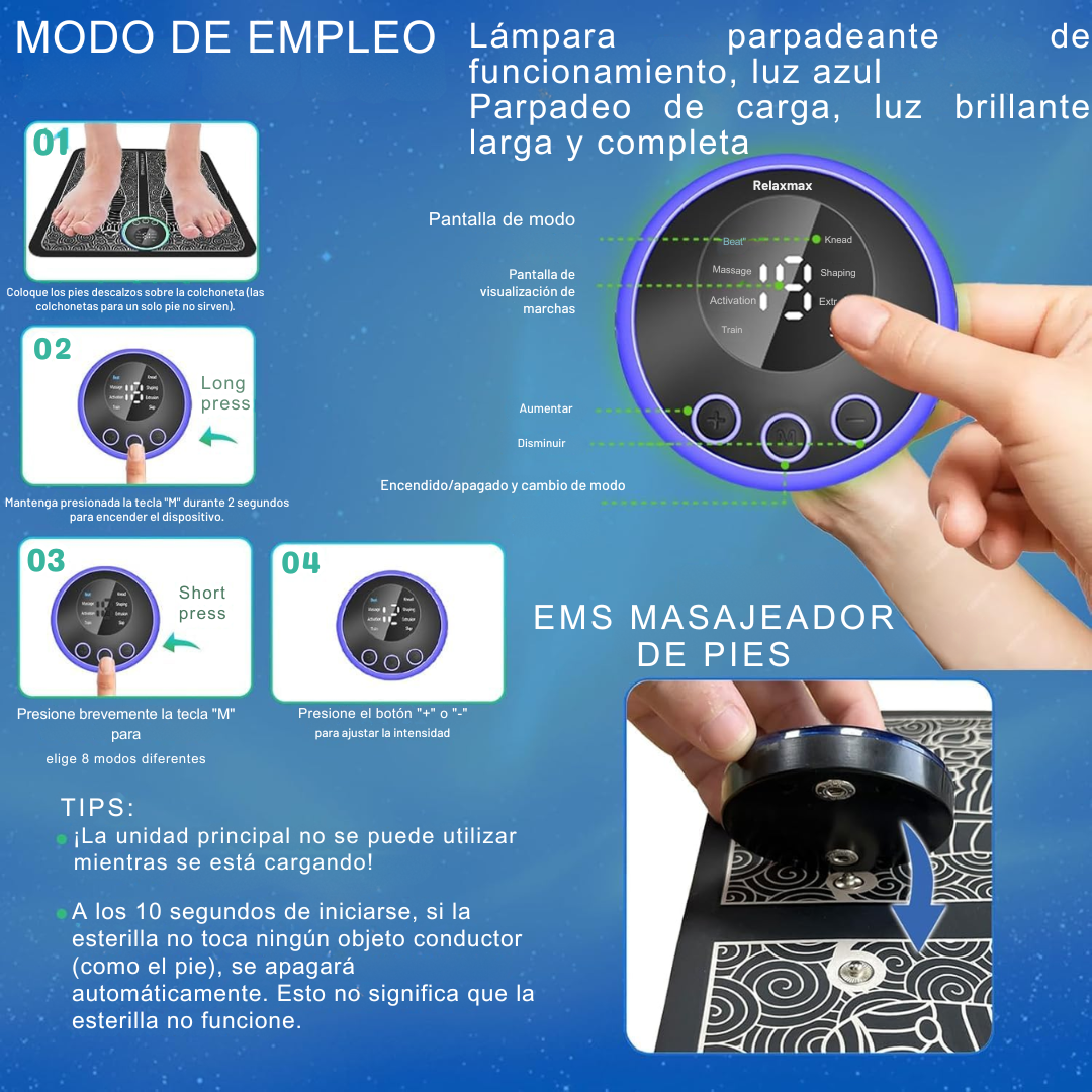 Masajeador EMS para pies.